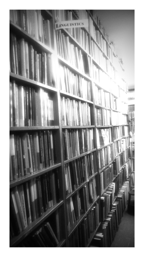linguistics bookshelf powells bw